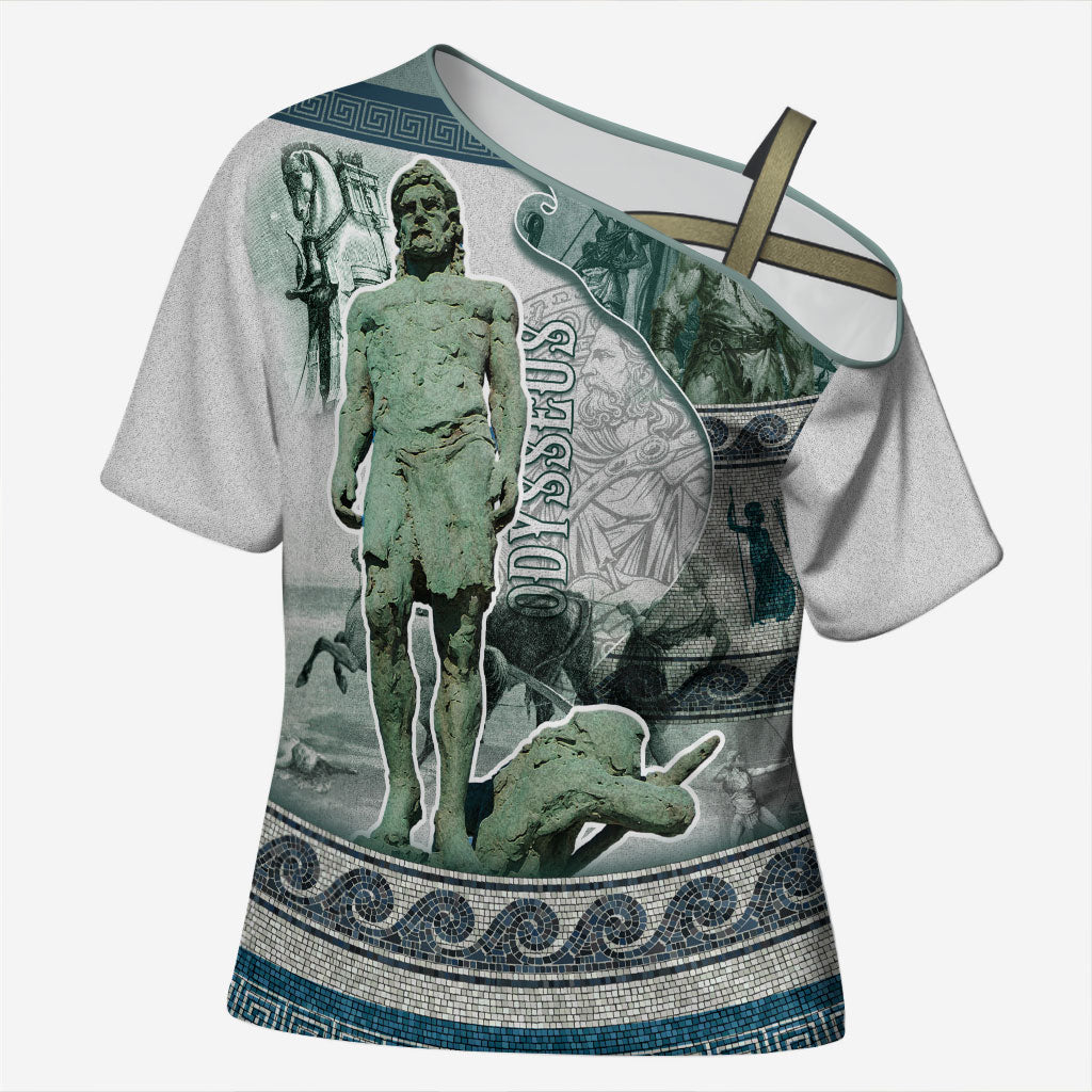 Odysseus King Of Ithaca Cross Shoulder Shirt Ancient Greek Statue Mosaic Classic Mythology Art