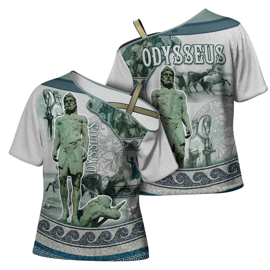Odysseus King Of Ithaca Cross Shoulder Shirt Ancient Greek Statue Mosaic Classic Mythology Art