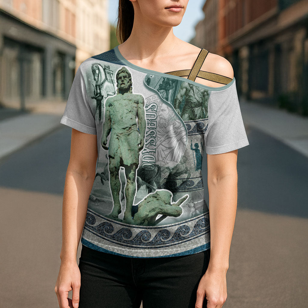 Odysseus King Of Ithaca Cross Shoulder Shirt Ancient Greek Statue Mosaic Classic Mythology Art