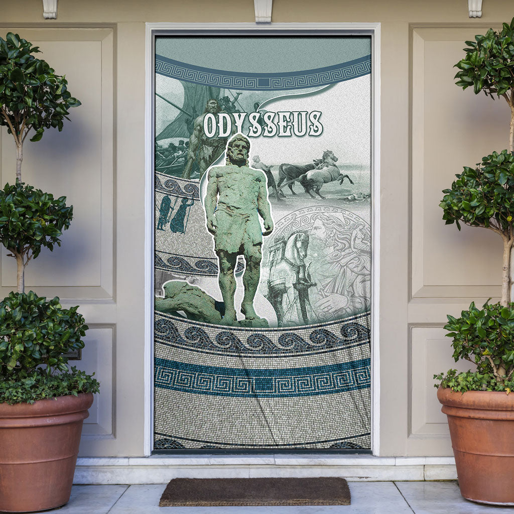 Odysseus King Of Ithaca Door Cover Ancient Greek Statue Mosaic Classic Mythology Art