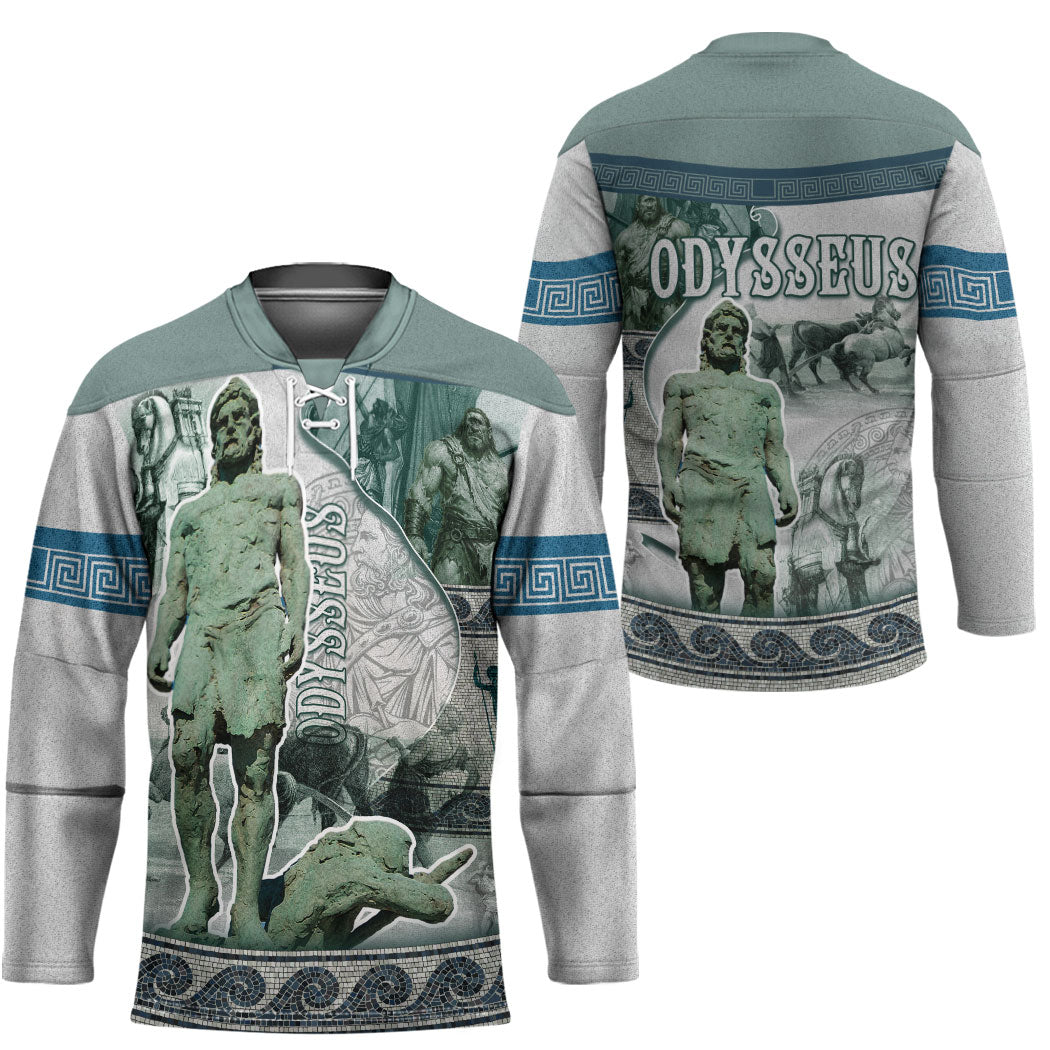 Odysseus King Of Ithaca Hockey Jersey Ancient Greek Statue Mosaic Classic Mythology Art