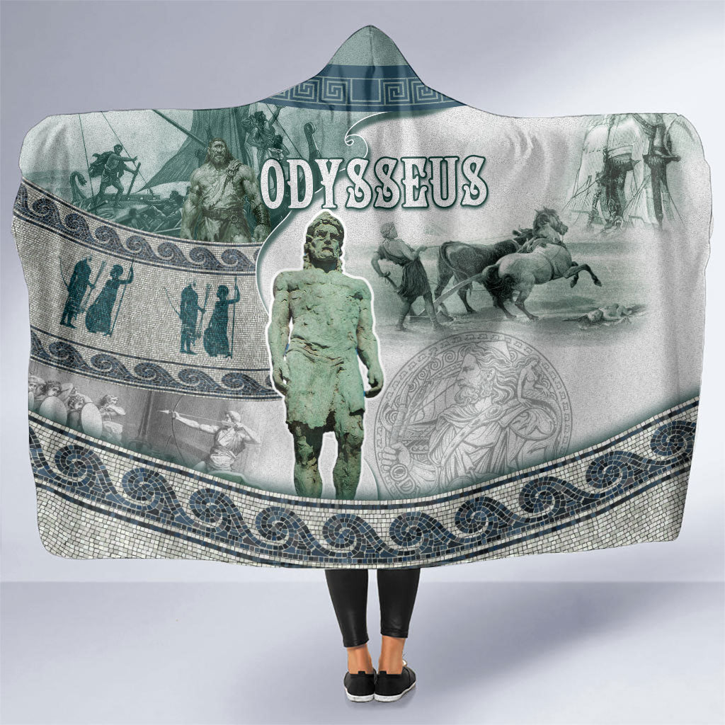 Odysseus King Of Ithaca Hooded Blanket Ancient Greek Statue Mosaic Classic Mythology Art