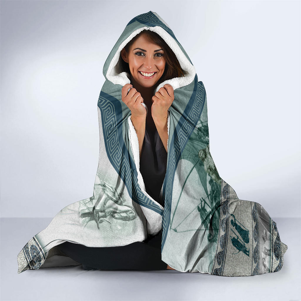 Odysseus King Of Ithaca Hooded Blanket Ancient Greek Statue Mosaic Classic Mythology Art