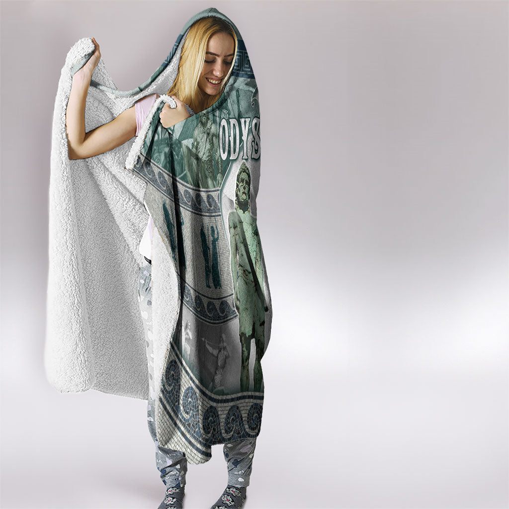 Odysseus King Of Ithaca Hooded Blanket Ancient Greek Statue Mosaic Classic Mythology Art