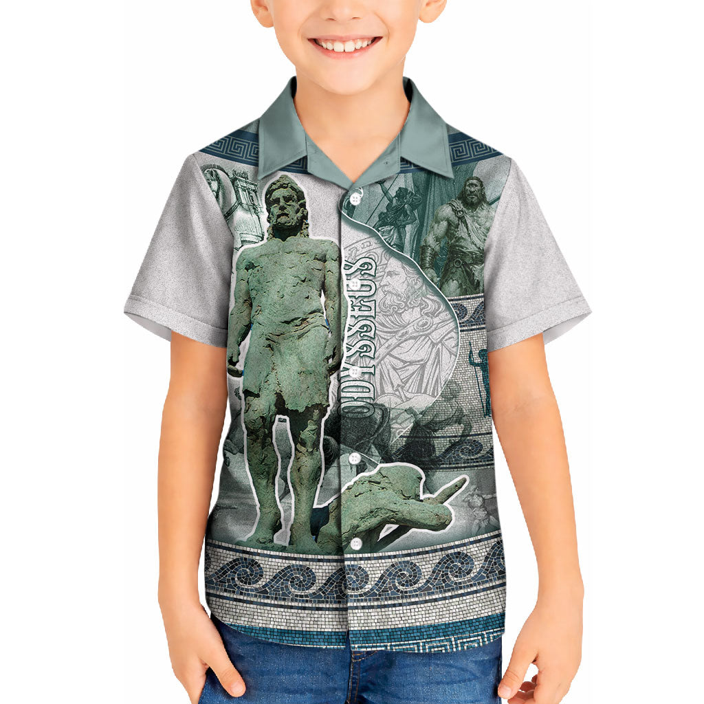 Odysseus King Of Ithaca Kid Hawaiian Shirt Ancient Greek Statue Mosaic Classic Mythology Art