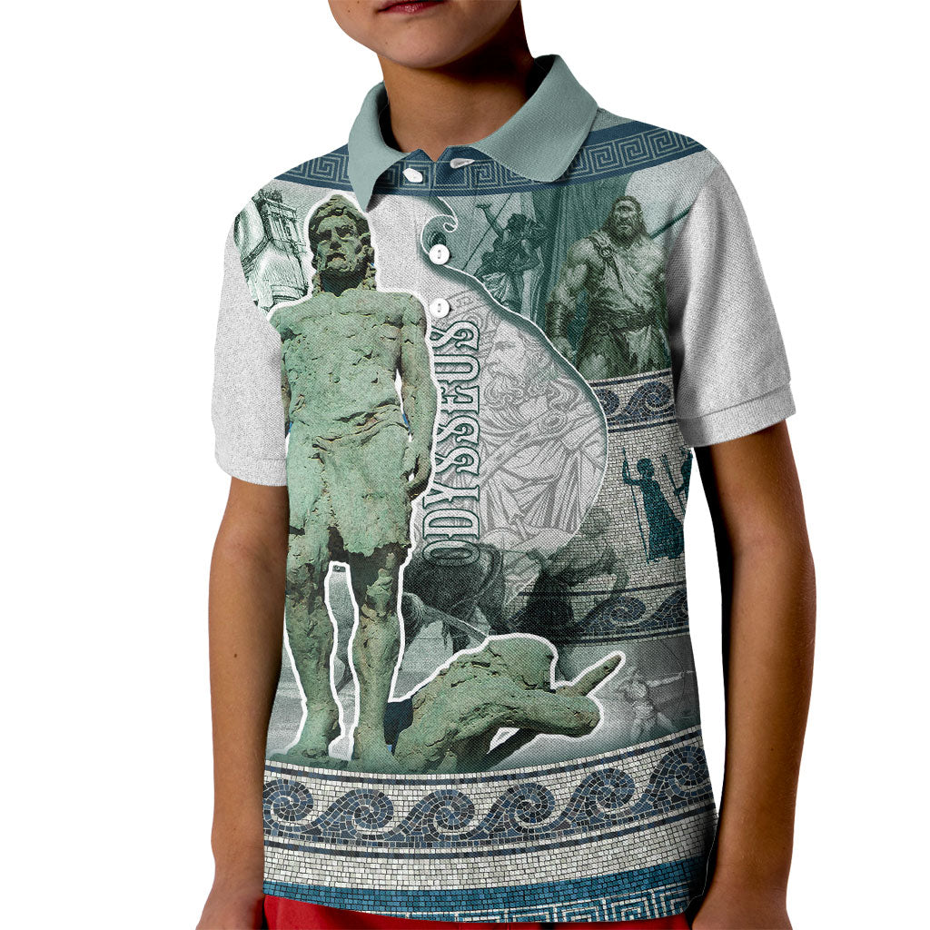 Odysseus King Of Ithaca Kid Polo Shirt Ancient Greek Statue Mosaic Classic Mythology Art