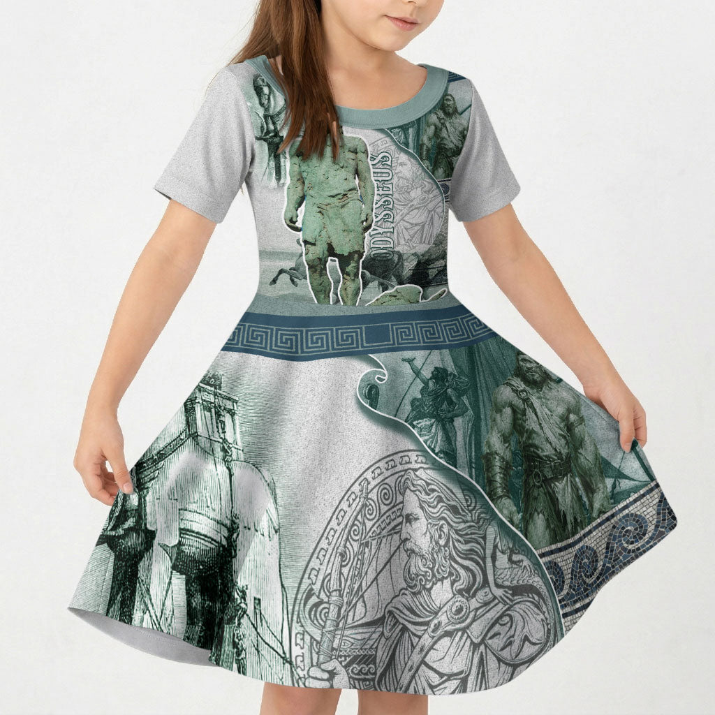 Odysseus King Of Ithaca Kid Short Sleeve Dress Ancient Greek Statue Mosaic Classic Mythology Art
