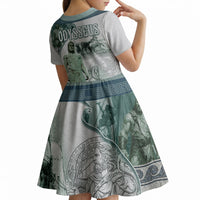 Odysseus King Of Ithaca Kid Short Sleeve Dress Ancient Greek Statue Mosaic Classic Mythology Art