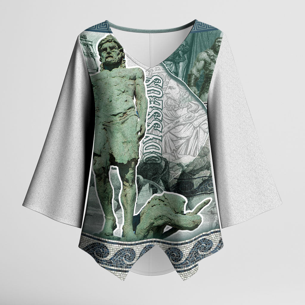 Odysseus King Of Ithaca Kimono Sleeve Blouse Ancient Greek Statue Mosaic Classic Mythology Art