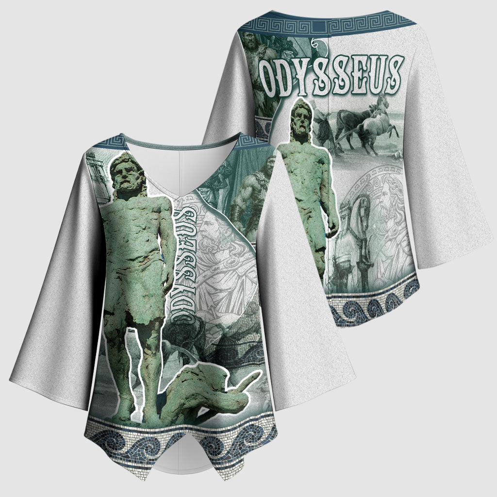 Odysseus King Of Ithaca Kimono Sleeve Blouse Ancient Greek Statue Mosaic Classic Mythology Art