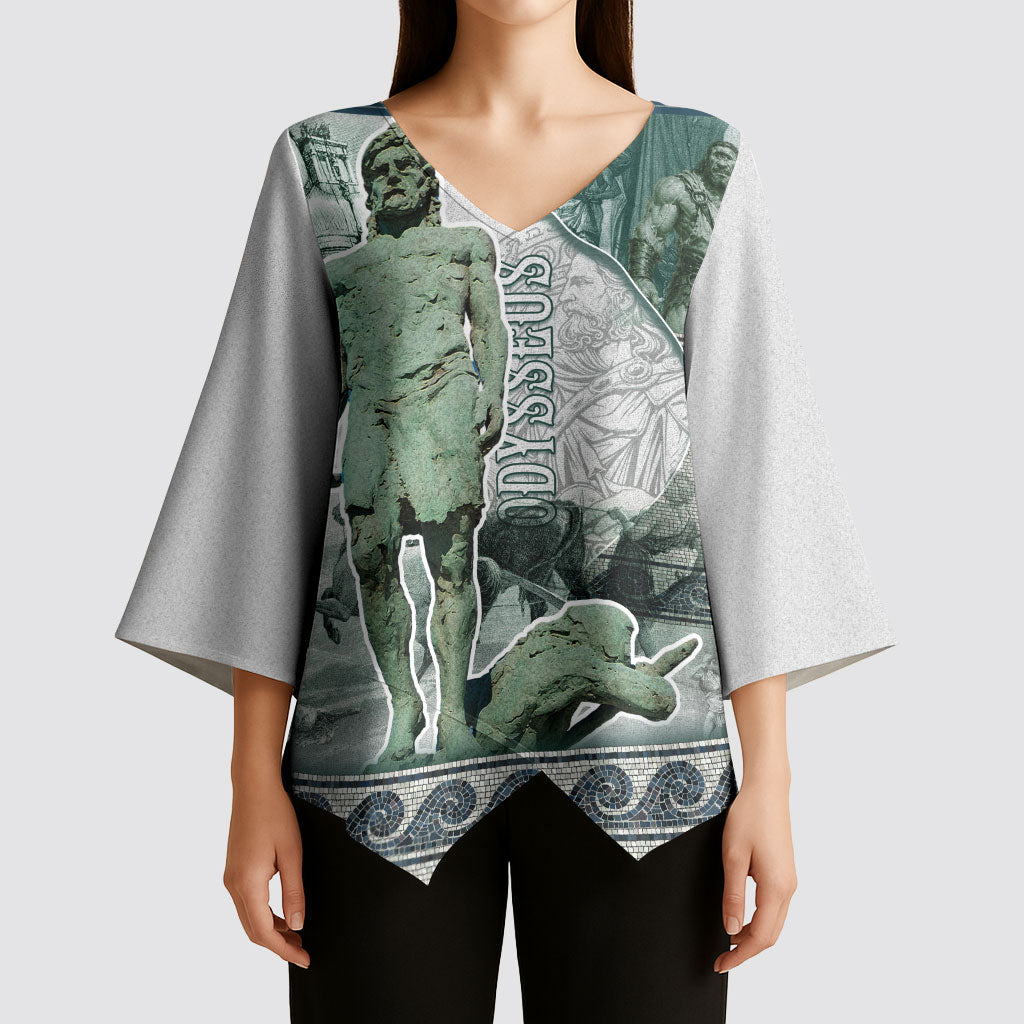 Odysseus King Of Ithaca Kimono Sleeve Blouse Ancient Greek Statue Mosaic Classic Mythology Art