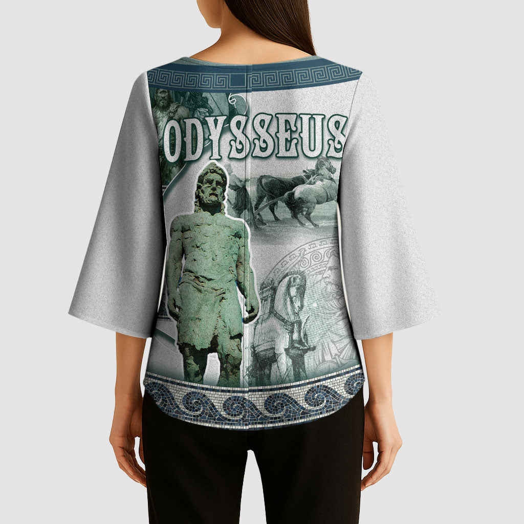 Odysseus King Of Ithaca Kimono Sleeve Blouse Ancient Greek Statue Mosaic Classic Mythology Art