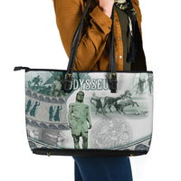 Odysseus King Of Ithaca Leather Tote Bag Ancient Greek Statue Mosaic Classic Mythology Art
