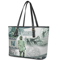 Odysseus King Of Ithaca Leather Tote Bag Ancient Greek Statue Mosaic Classic Mythology Art
