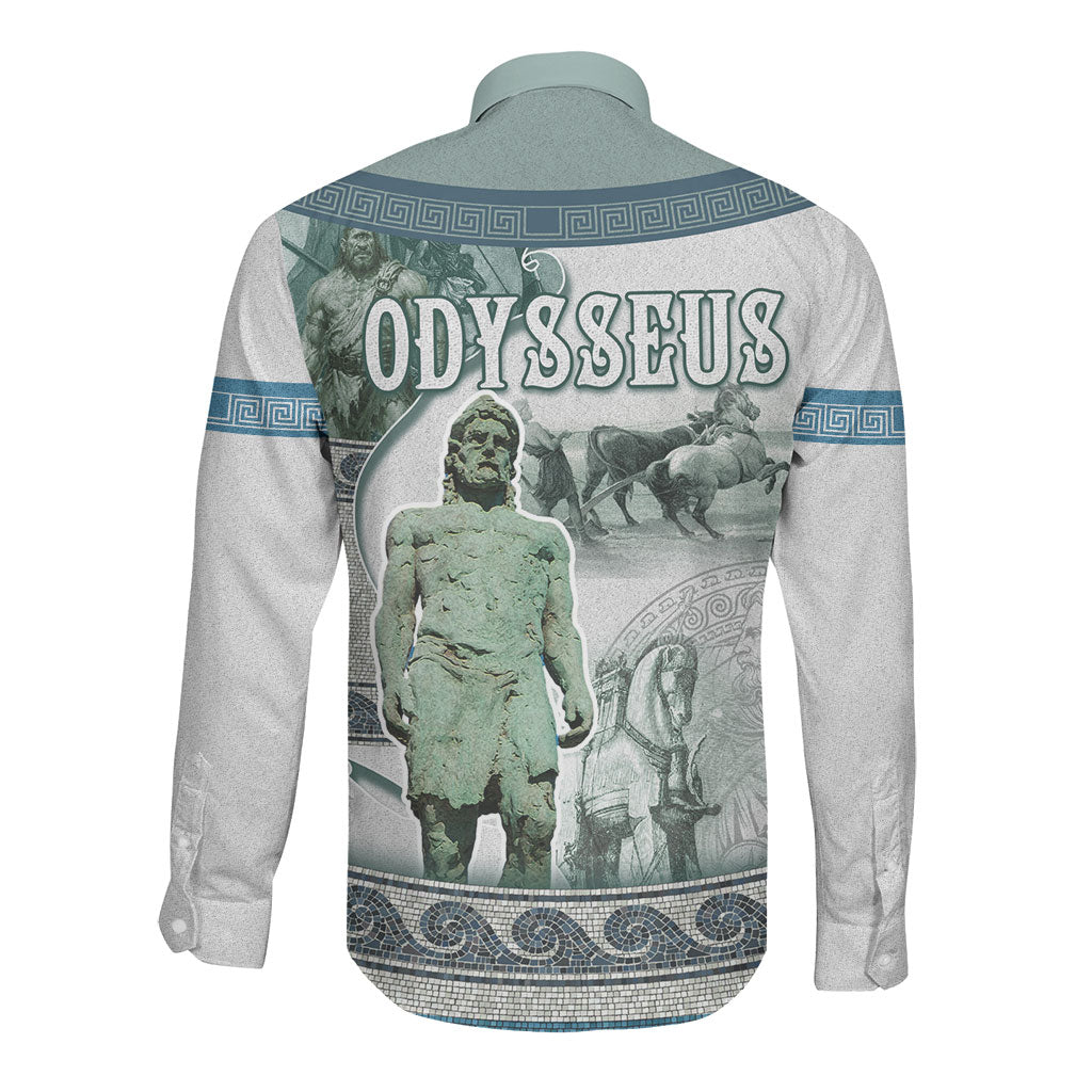 Odysseus King Of Ithaca Long Sleeve Button Shirt Ancient Greek Statue Mosaic Classic Mythology Art