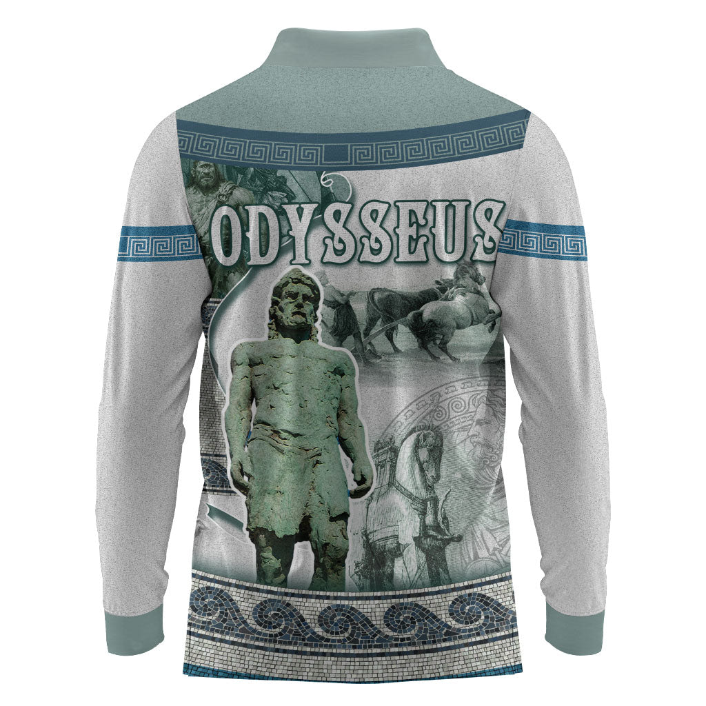 Odysseus King Of Ithaca Long Sleeve Polo Shirt Ancient Greek Statue Mosaic Classic Mythology Art