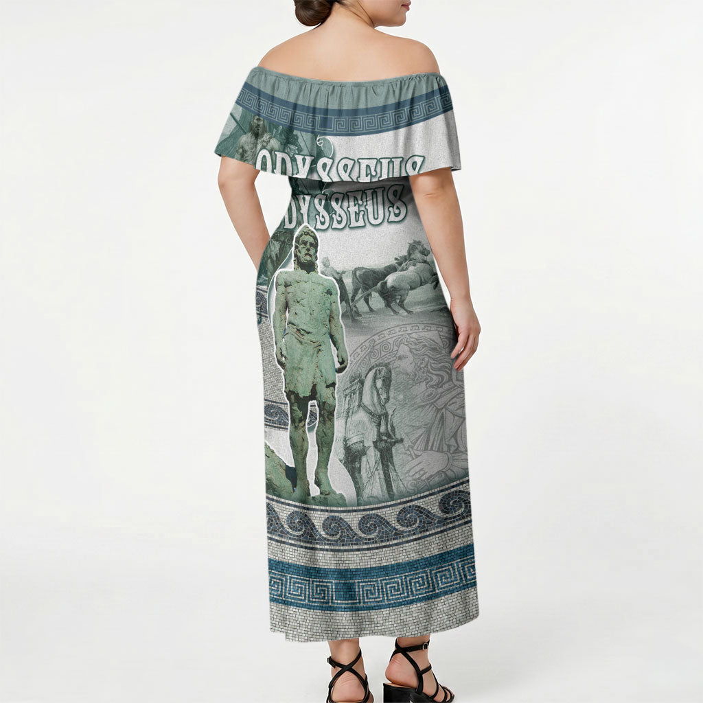 Odysseus King Of Ithaca Off Shoulder Maxi Dress Ancient Greek Statue Mosaic Classic Mythology Art