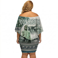 Odysseus King Of Ithaca Off Shoulder Short Dress Ancient Greek Statue Mosaic Classic Mythology Art