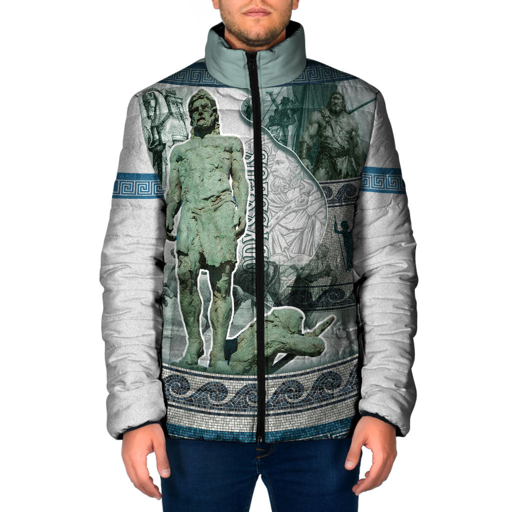 Odysseus King Of Ithaca Padded Jacket Ancient Greek Statue Mosaic Classic Mythology Art