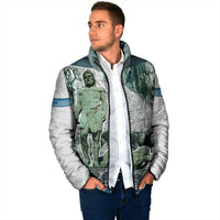 Odysseus King Of Ithaca Padded Jacket Ancient Greek Statue Mosaic Classic Mythology Art