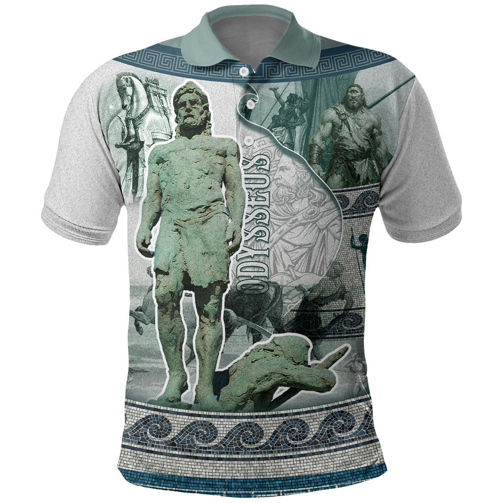 Odysseus King Of Ithaca Polo Shirt Ancient Greek Statue Mosaic Classic Mythology Art