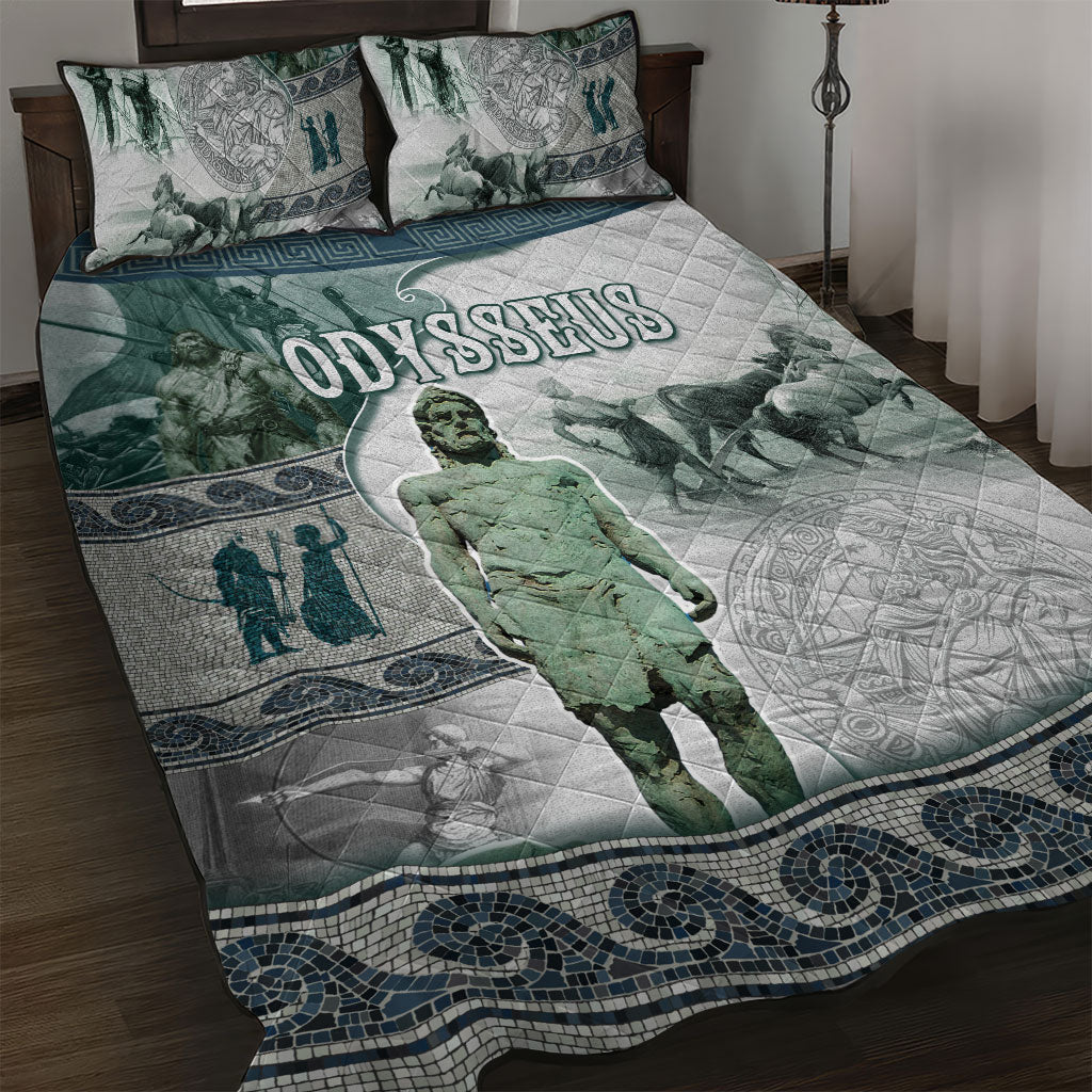 Odysseus King Of Ithaca Quilt Bed Set Ancient Greek Statue Mosaic Classic Mythology Art