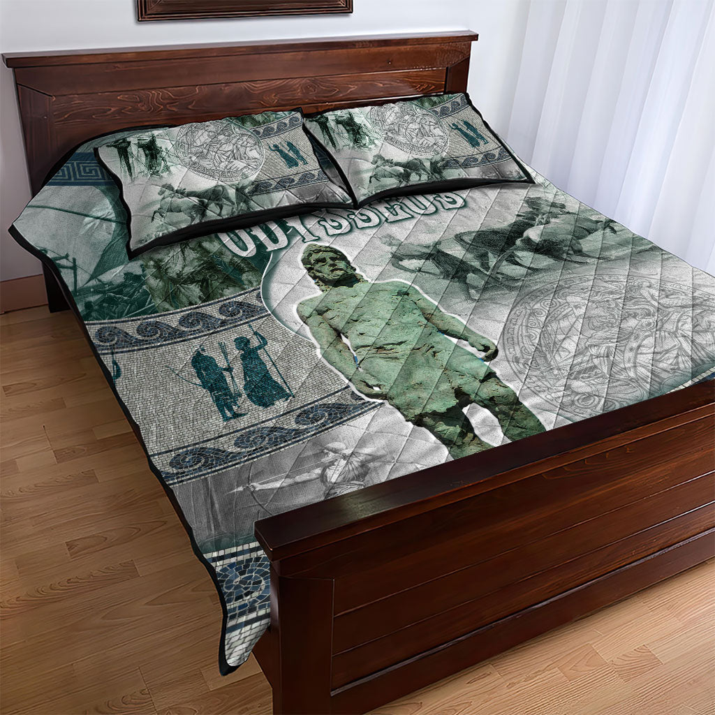 Odysseus King Of Ithaca Quilt Bed Set Ancient Greek Statue Mosaic Classic Mythology Art