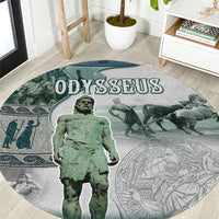Odysseus King Of Ithaca Round Carpet Ancient Greek Statue Mosaic Classic Mythology Art