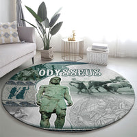 Odysseus King Of Ithaca Round Carpet Ancient Greek Statue Mosaic Classic Mythology Art
