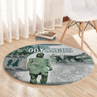 Odysseus King Of Ithaca Round Carpet Ancient Greek Statue Mosaic Classic Mythology Art