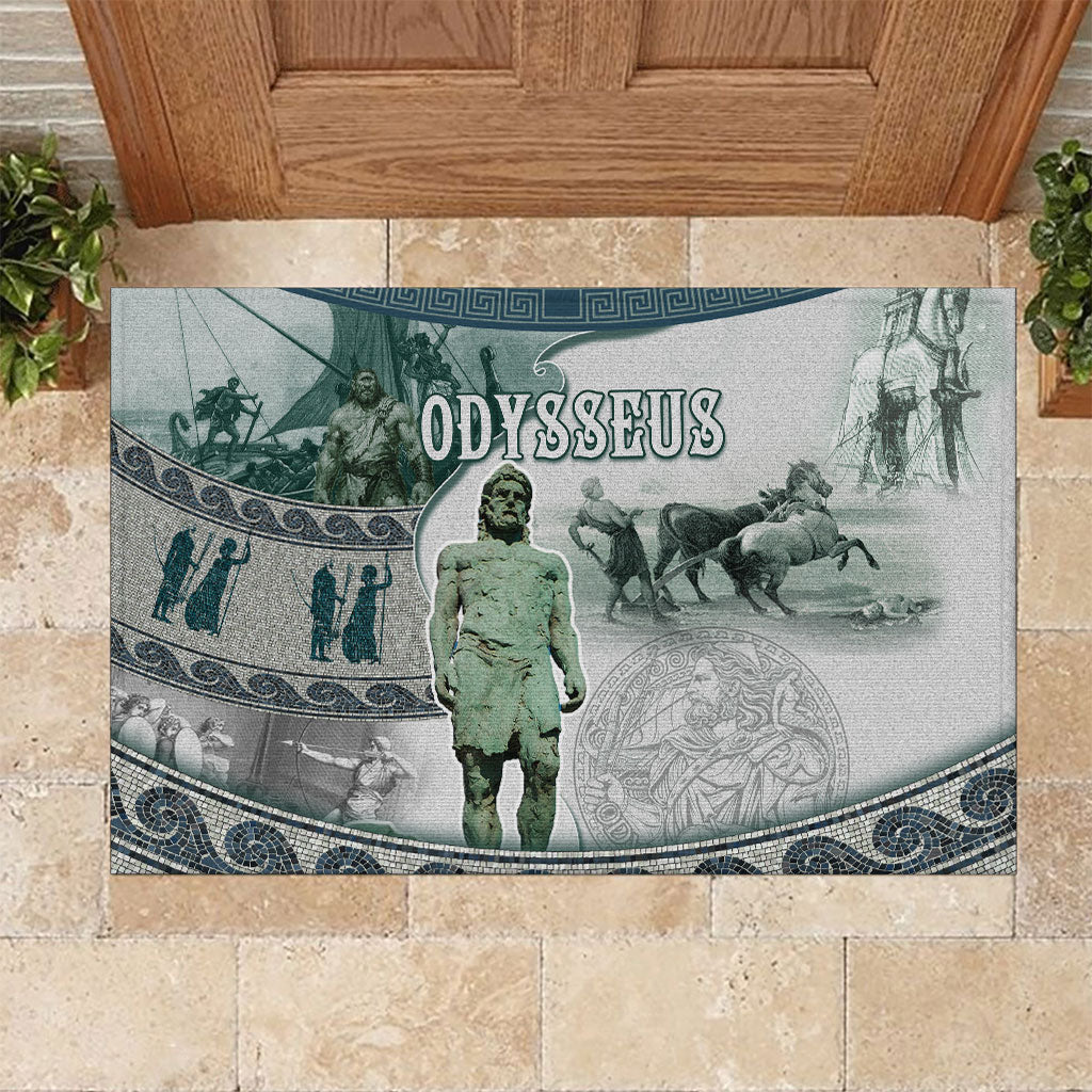 Odysseus King Of Ithaca Rubber Doormat Ancient Greek Statue Mosaic Classic Mythology Art