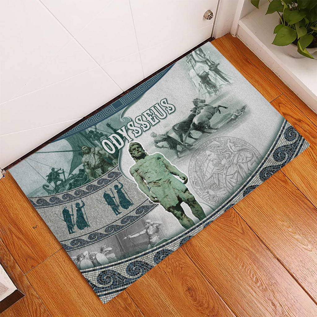 Odysseus King Of Ithaca Rubber Doormat Ancient Greek Statue Mosaic Classic Mythology Art