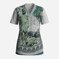 Odysseus King Of Ithaca Scrub Top Ancient Greek Statue Mosaic Classic Mythology Art