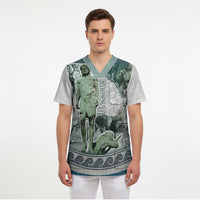 Odysseus King Of Ithaca Scrub Top Ancient Greek Statue Mosaic Classic Mythology Art