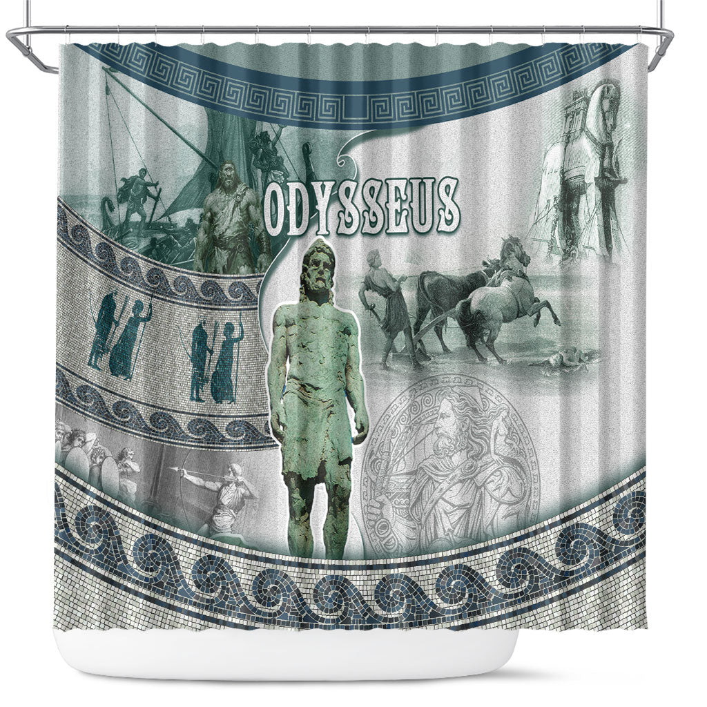 Odysseus King Of Ithaca Shower Curtain Ancient Greek Statue Mosaic Classic Mythology Art