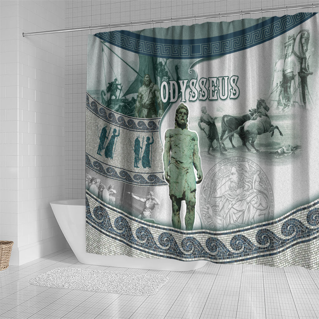 Odysseus King Of Ithaca Shower Curtain Ancient Greek Statue Mosaic Classic Mythology Art