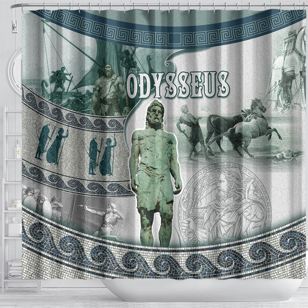 Odysseus King Of Ithaca Shower Curtain Ancient Greek Statue Mosaic Classic Mythology Art