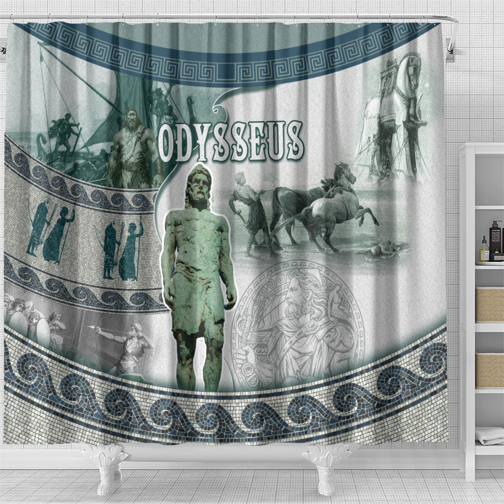 Odysseus King Of Ithaca Shower Curtain Ancient Greek Statue Mosaic Classic Mythology Art
