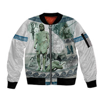 Odysseus King Of Ithaca Sleeve Zip Bomber Jacket Ancient Greek Statue Mosaic Classic Mythology Art