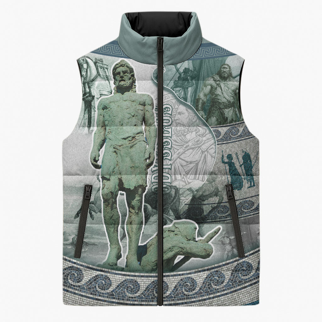 Odysseus King Of Ithaca Sleeveless Puffer Jacket Ancient Greek Statue Mosaic Classic Mythology Art