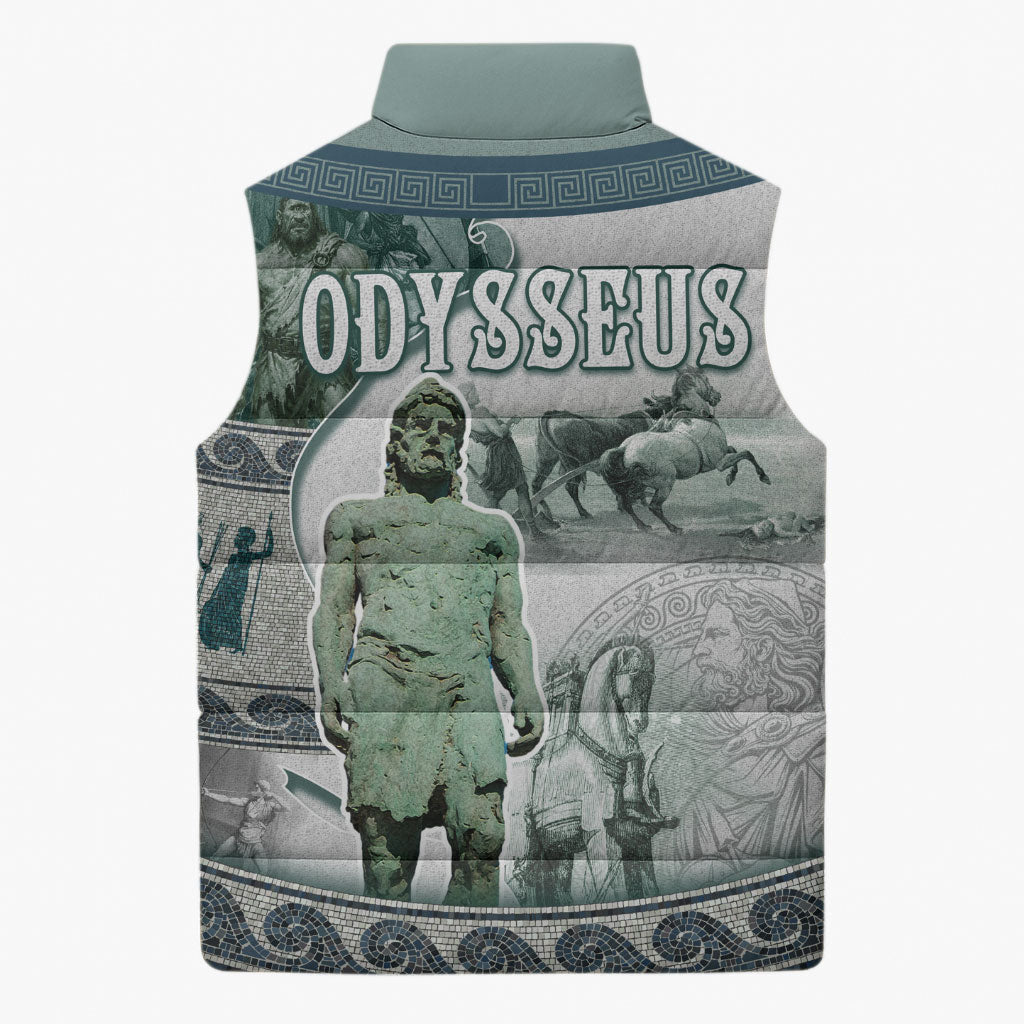 Odysseus King Of Ithaca Sleeveless Puffer Jacket Ancient Greek Statue Mosaic Classic Mythology Art