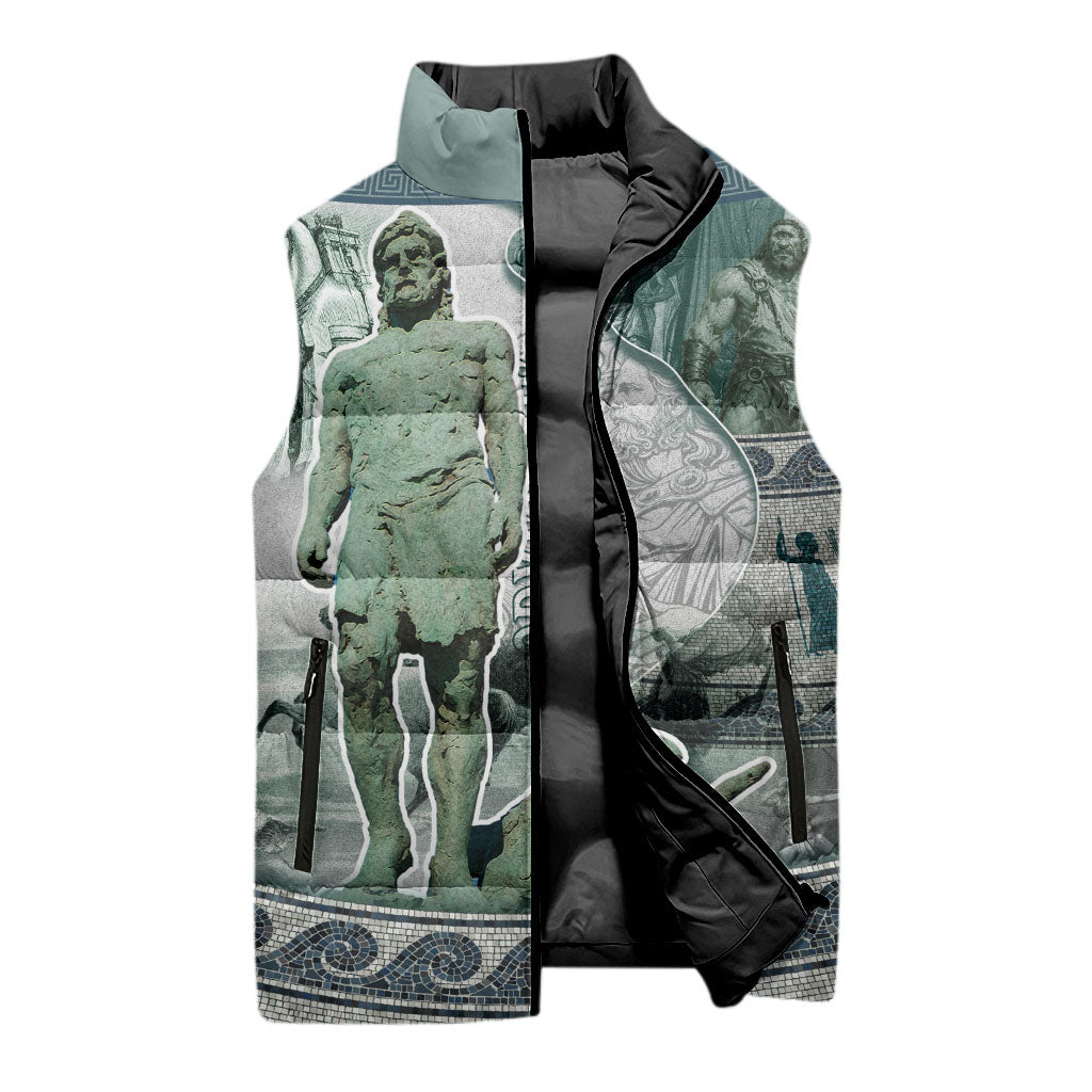 Odysseus King Of Ithaca Sleeveless Puffer Jacket Ancient Greek Statue Mosaic Classic Mythology Art