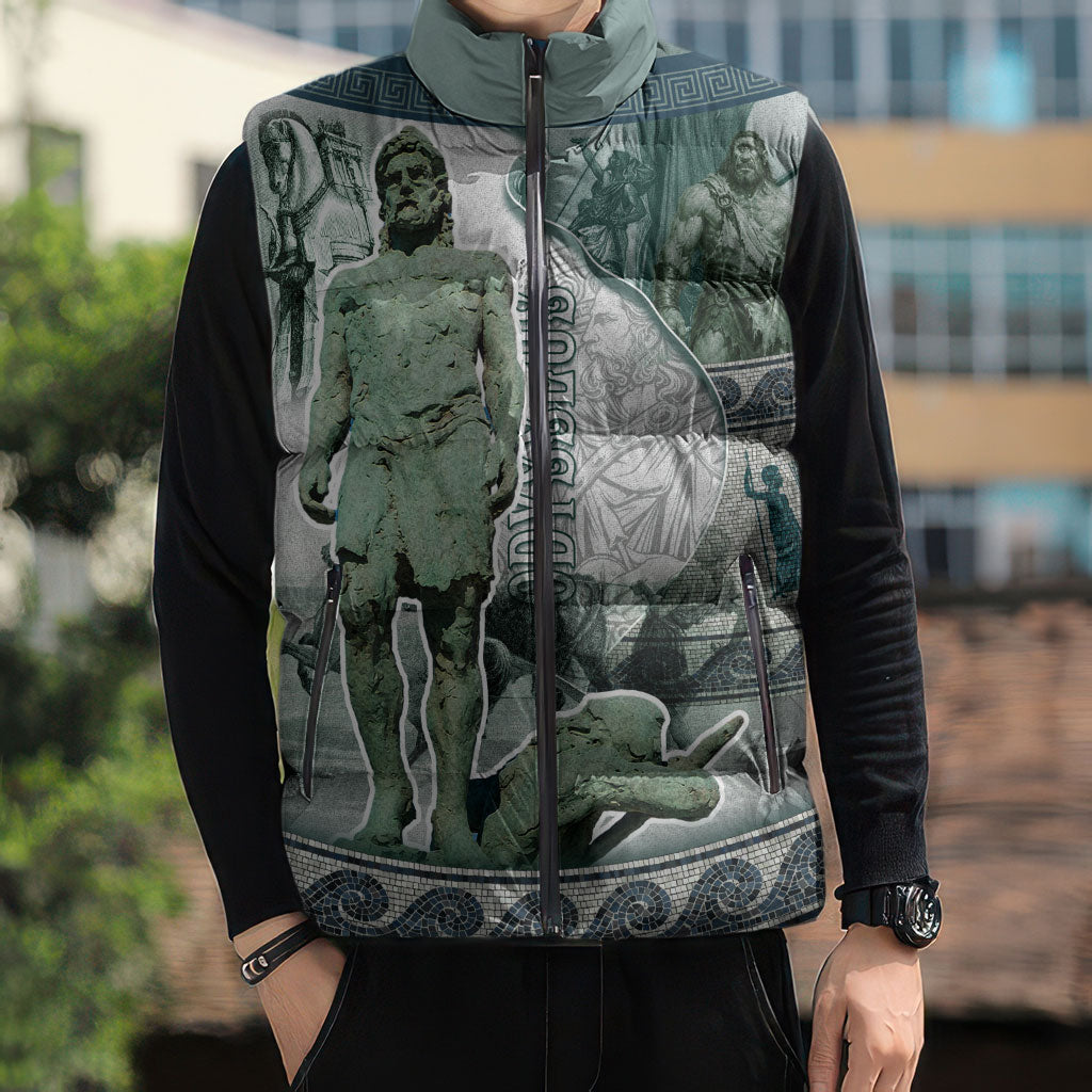 Odysseus King Of Ithaca Sleeveless Puffer Jacket Ancient Greek Statue Mosaic Classic Mythology Art