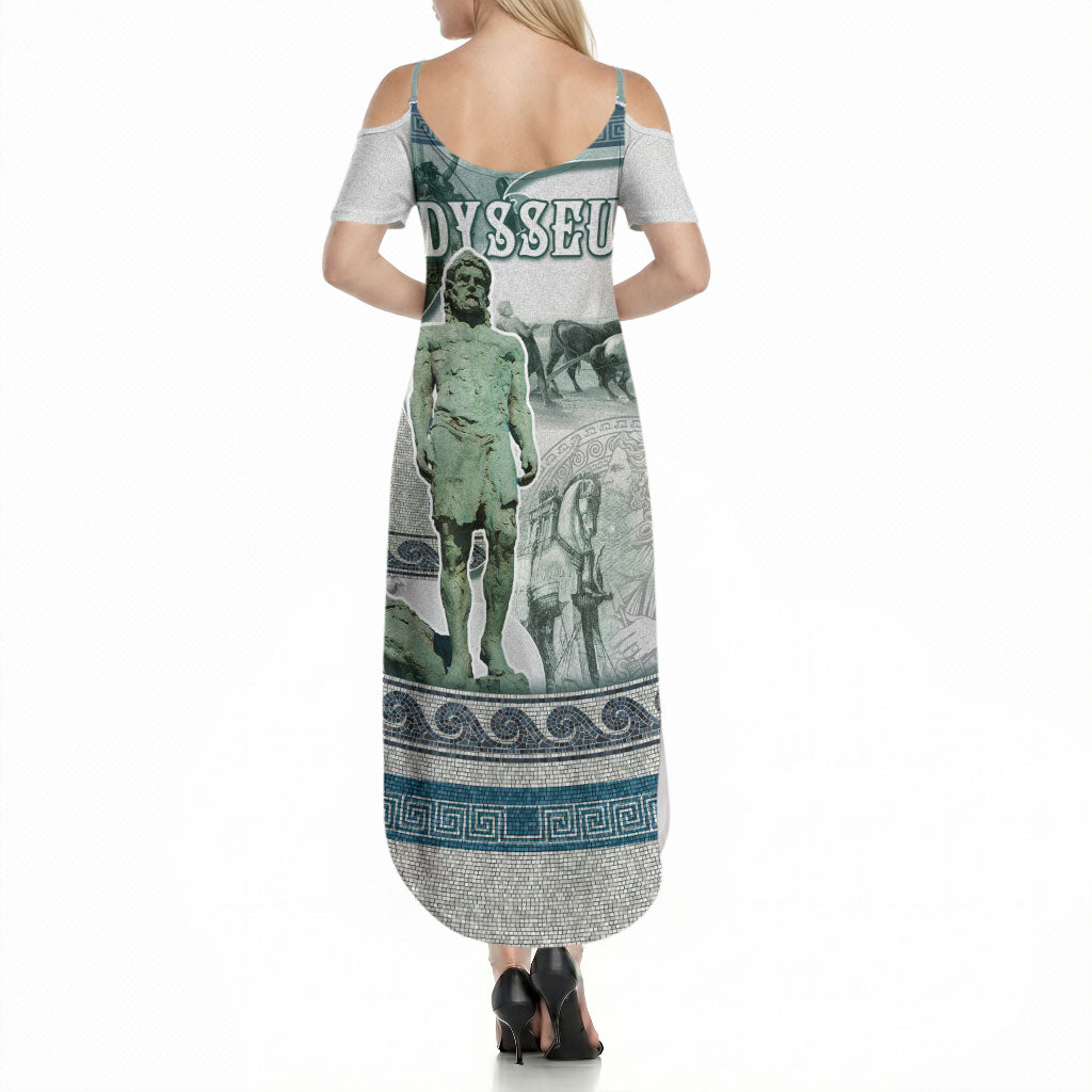 Odysseus King Of Ithaca Summer Maxi Dress Ancient Greek Statue Mosaic Classic Mythology Art