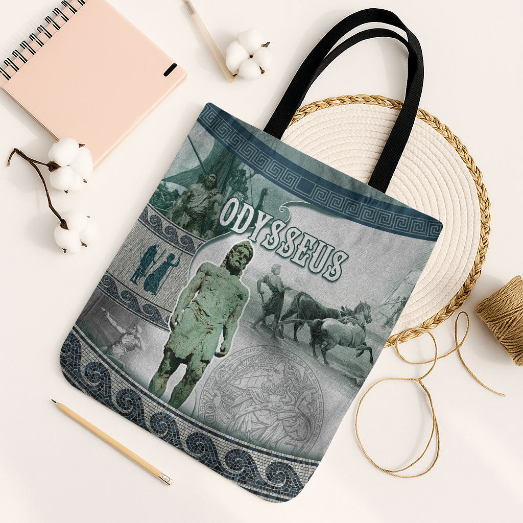 Odysseus King Of Ithaca Tote Bag Ancient Greek Statue Mosaic Classic Mythology Art