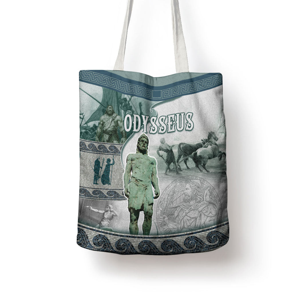 Odysseus King Of Ithaca Tote Bag Ancient Greek Statue Mosaic Classic Mythology Art