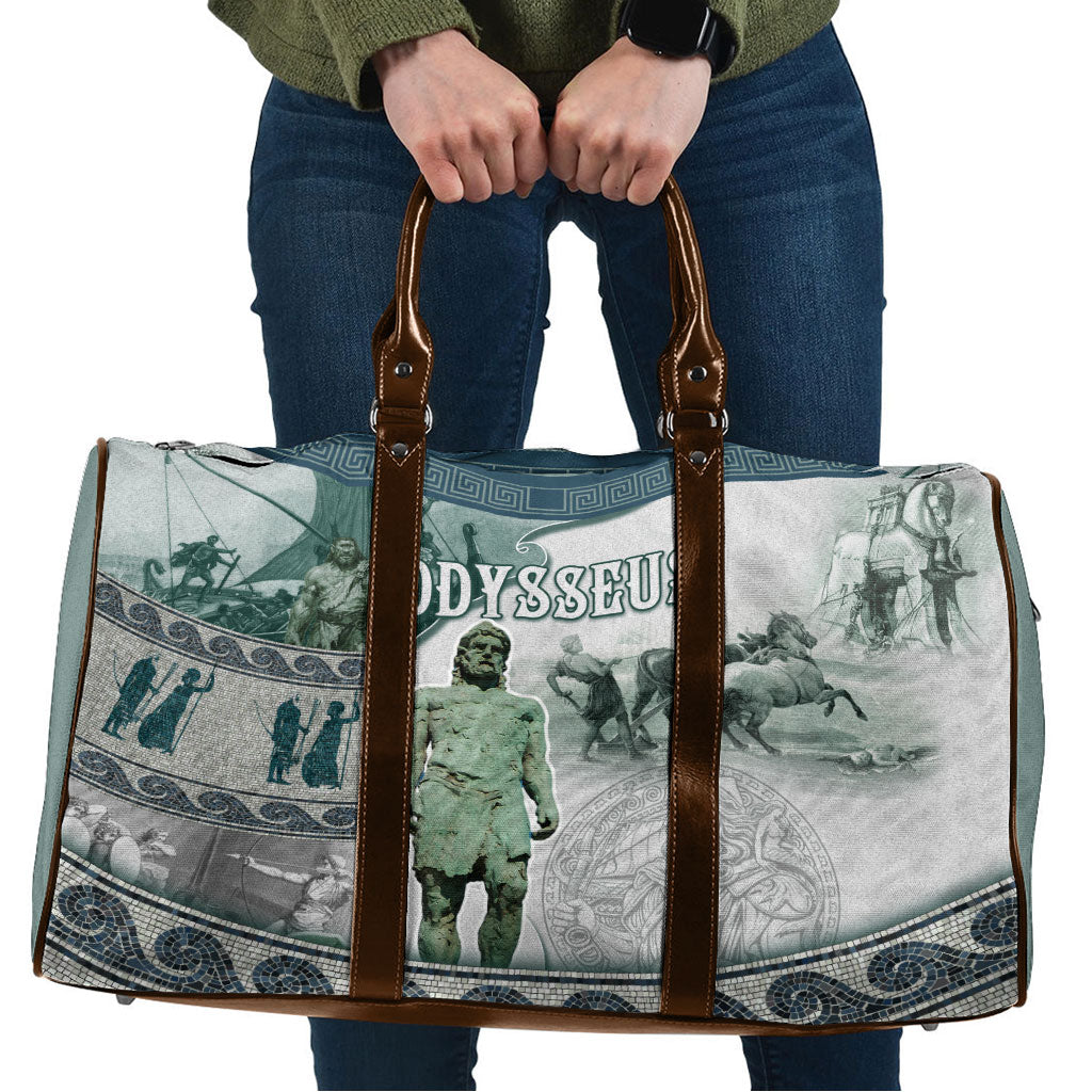 Odysseus King Of Ithaca Travel Bag Ancient Greek Statue Mosaic Classic Mythology Art