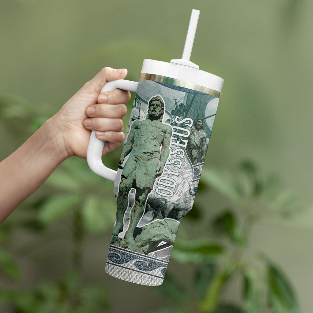 Odysseus King Of Ithaca Tumbler With Handle Ancient Greek Statue Mosaic Classic Mythology Art