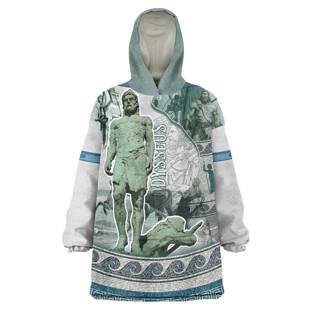 Odysseus King Of Ithaca Wearable Blanket Hoodie Ancient Greek Statue Mosaic Classic Mythology Art