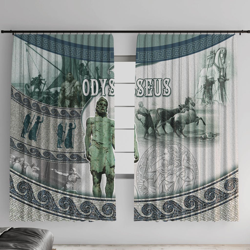 Odysseus King Of Ithaca Window Curtain Ancient Greek Statue Mosaic Classic Mythology Art